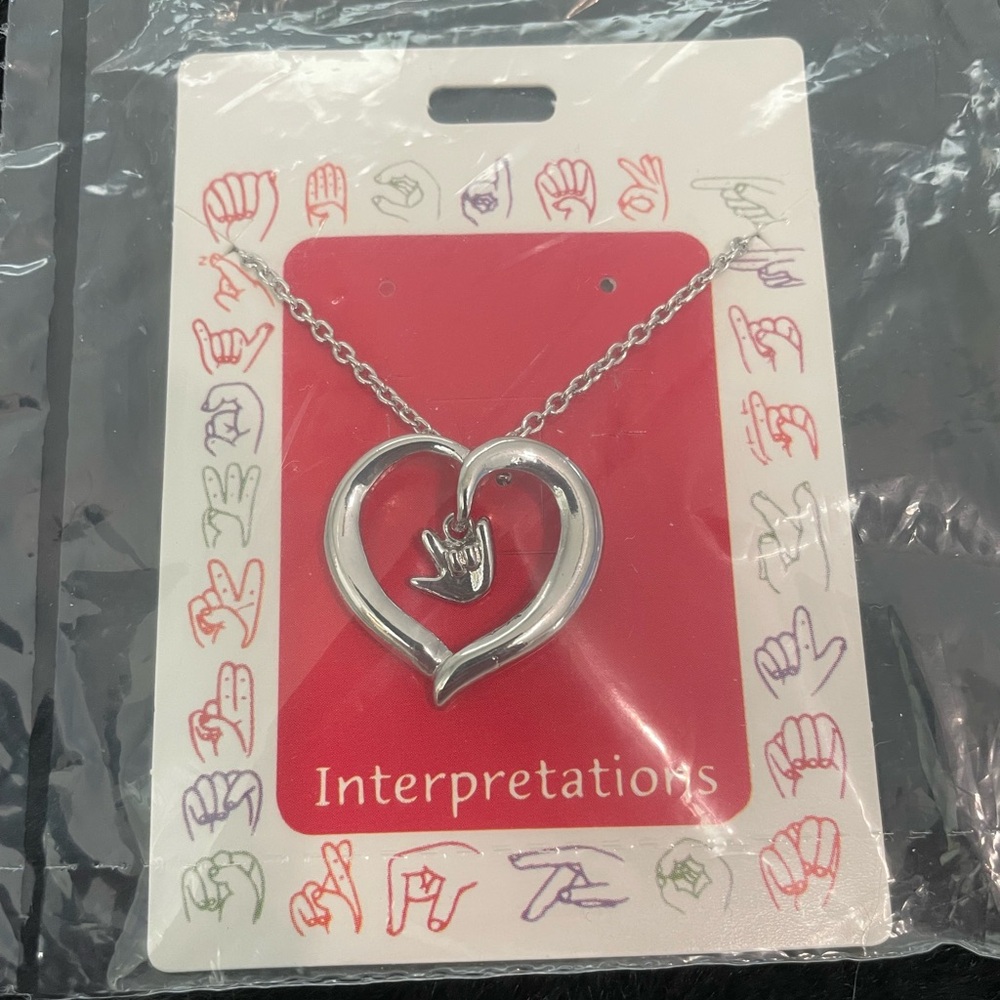 Silver OR Gold Colored Sign Language “I Love You” Open Heart Necklace